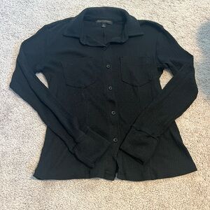 Banana Republic Black Ribbed Button-Up Shirt